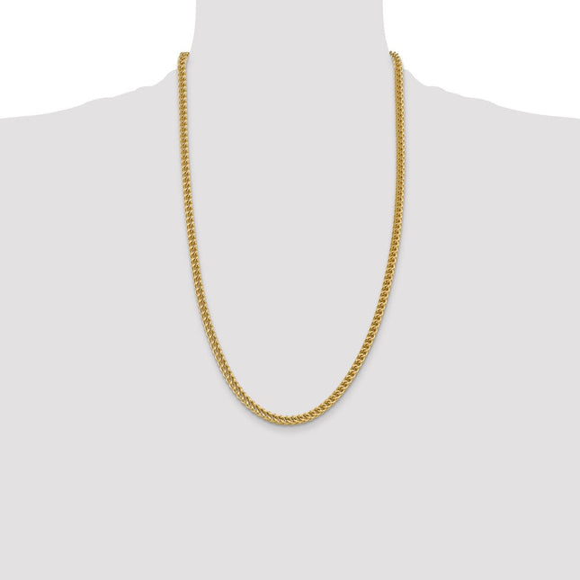 14K Semi-Solid Franco with Fancy Lobster Clasp Chain, 28 x 4.5mm