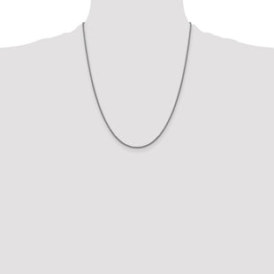 14K White Gold Semi-Solid Round Box with Lobster Clasp Chain (Style BC138-22)