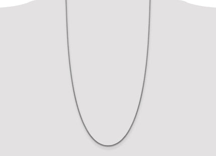 14K White Gold Semi-Solid Round Box with Lobster Clasp Chain (Style BC138-28)