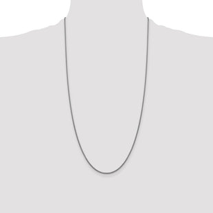 14K White Gold Semi-Solid Round Box with Lobster Clasp Chain (Style BC138-28)