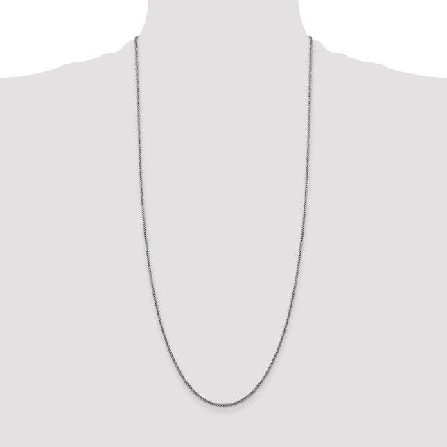 14K White Gold Semi-Solid Round Box with Lobster Clasp Bracelet, 7 x 1.5mm
