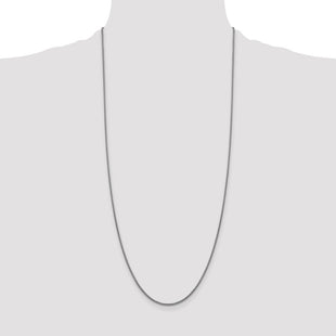 14K White Gold Semi-Solid Round Box with Lobster Clasp Chain (Style BC138-30)