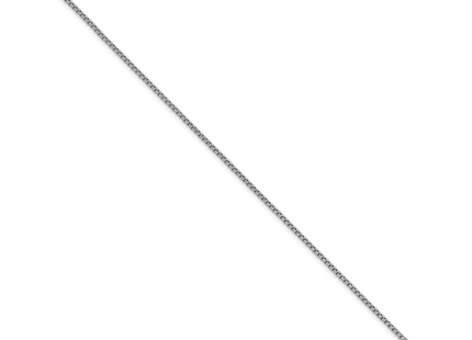 14K White Gold Semi-Solid Round Box with Lobster Clasp Bracelet, 7 x 1.5mm