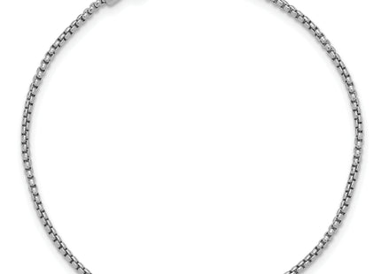 14K White Gold Semi-Solid Round Box with Lobster Clasp Bracelet, 7 x 1.5mm