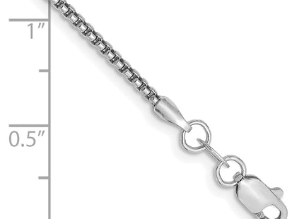 14K White Gold Semi-Solid Round Box with Lobster Clasp Bracelet, 7 x 1.5mm
