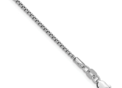14K White Gold Semi-Solid Round Box with Lobster Clasp Bracelet, 7 x 1.5mm