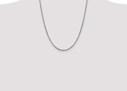14K White Gold Semi-Solid Round Box with Lobster Clasp Chain (Style BC139-22)