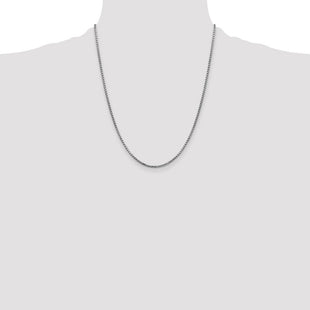 14K White Gold Semi-Solid Round Box with Lobster Clasp Chain (Style BC139-22)