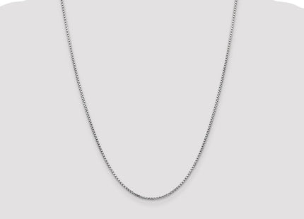 14K White Gold Semi-Solid Round Box with Lobster Clasp Chain (Style BC139-24)