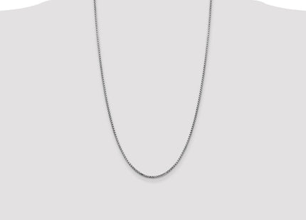 14K White Gold Semi-Solid Round Box with Lobster Clasp Chain (Style BC139-26)