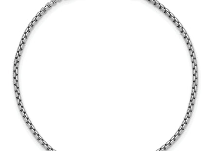 14K White Gold Semi-Solid Round Box with Lobster Clasp Bracelet, 7 x 1.75mm