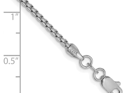 14K White Gold Semi-Solid Round Box with Lobster Clasp Bracelet, 7 x 1.75mm