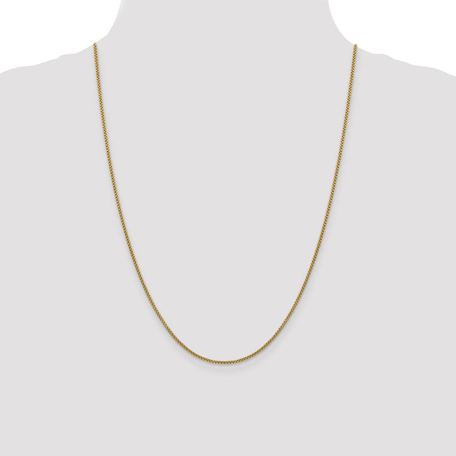14K Semi-Solid Round Box with Lobster Clasp Bracelet, 7 x 1.5mm