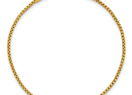 14K Semi-Solid Round Box with Lobster Clasp Bracelet, 7 x 1.5mm