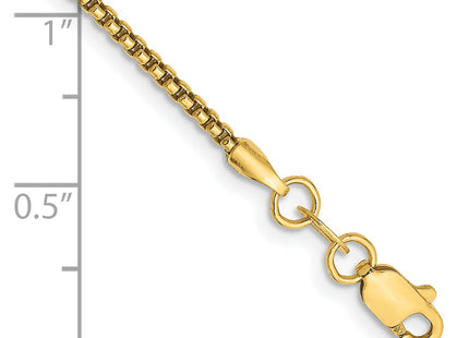 14K Semi-Solid Round Box with Lobster Clasp Bracelet, 7 x 1.5mm
