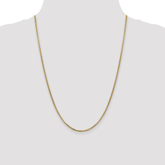 14K Semi-Solid Round Box with Lobster Clasp Bracelet, 7 x 1.75mm