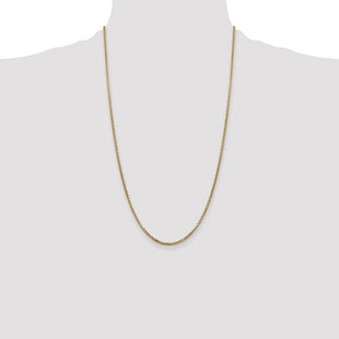 14K Semi-Solid Round Box with Lobster Clasp Chain (Style BC141-26)