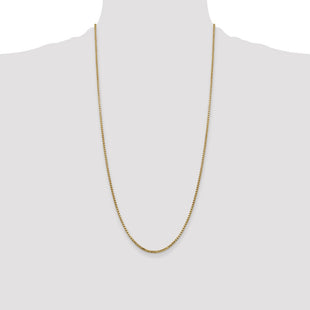 14K Semi-Solid Round Box with Lobster Clasp Chain (Style BC141-28)