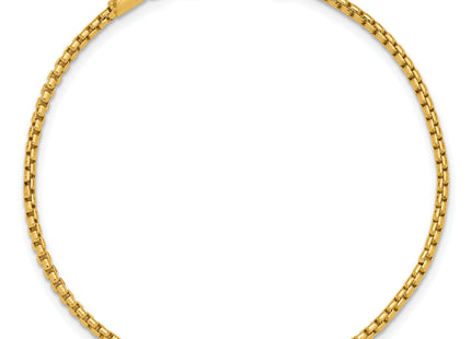 14K Semi-Solid Round Box with Lobster Clasp Bracelet, 7 x 1.75mm