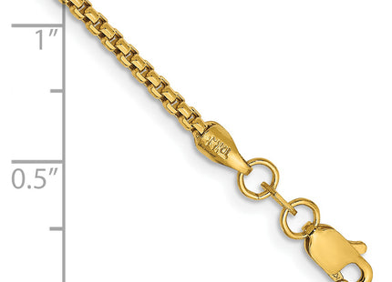 14K Semi-Solid Round Box with Lobster Clasp Bracelet, 7 x 1.75mm