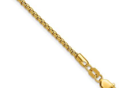 14K Semi-Solid Round Box with Lobster Clasp Bracelet, 7 x 1.75mm