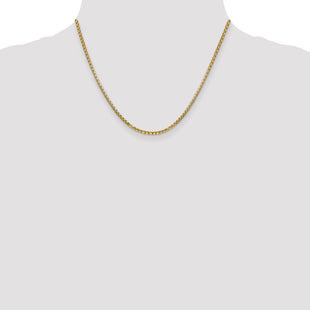 14K Semi-Solid Round Box with Lobster Clasp Chain (Style BC142-18)
