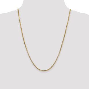 14K Semi-Solid Round Box with Lobster Clasp Chain (Style BC142-24)