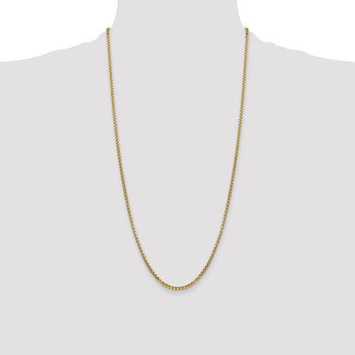14K Semi-Solid Round Box with Lobster Clasp Bracelet, 7 x 2.45mm