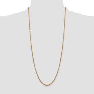 14K Semi-Solid Round Box with Lobster Clasp Chain (Style BC142-30)