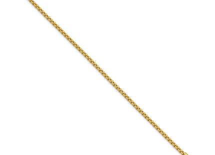 14K Semi-Solid Round Box with Lobster Clasp Bracelet, 7 x 2.45mm