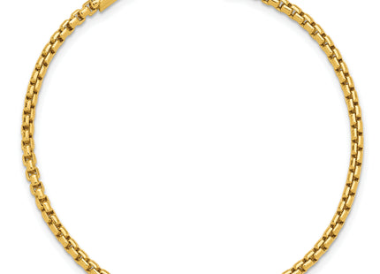 14K Semi-Solid Round Box with Lobster Clasp Bracelet, 7 x 2.45mm