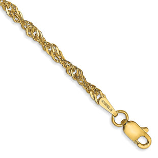14K Lightweight Singapore with Lobster Clasp Anklet (Style BC149-9)