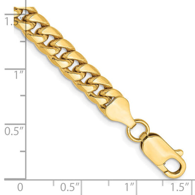 14K Semi-Solid Miami Cuban with Lobster Clasp Bracelet, 7 x 6mm