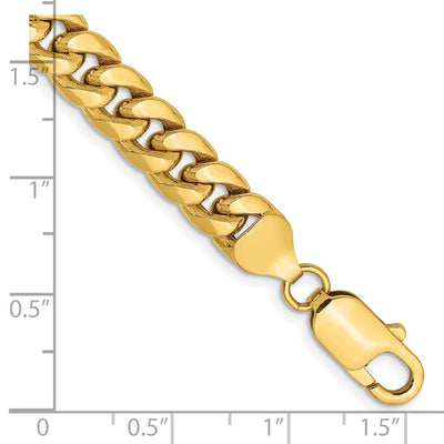 14K Semi-Solid Miami Cuban with Lobster Clasp Bracelet, 7 x 7.3mm