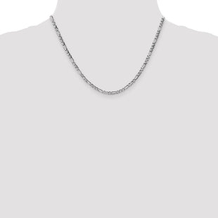 14K White Gold Semi-Solid Figaro with Lobster Clasp Chain (Style BC159-18)