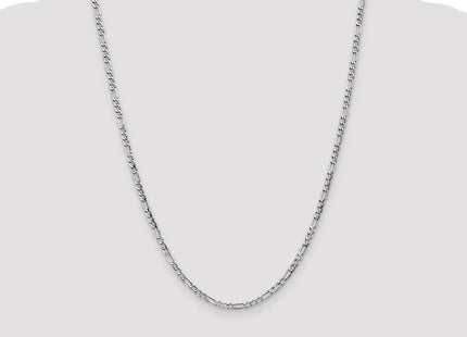14K White Gold Semi-Solid Figaro with Lobster Clasp Chain (Style BC159-24)