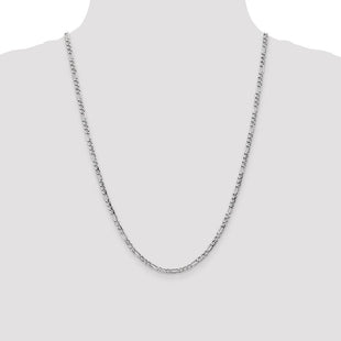 14K White Gold Semi-Solid Figaro with Lobster Clasp Chain (Style BC159-24)