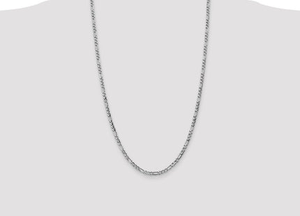 14K White Gold Semi-Solid Figaro with Lobster Clasp Chain (Style BC159-26)