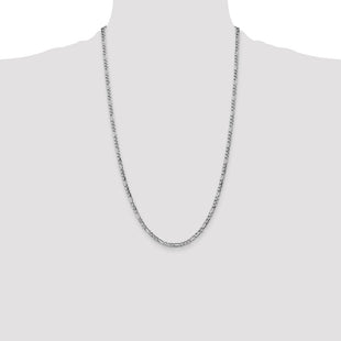 14K White Gold Semi-Solid Figaro with Lobster Clasp Chain (Style BC159-26)