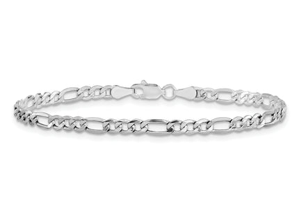 14K White Gold Semi-Solid Figaro with Lobster Clasp Chain