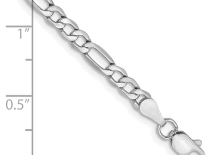 14K White Gold Semi-Solid Figaro with Lobster Clasp Chain