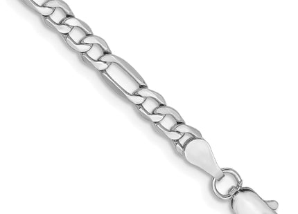14K White Gold Semi-Solid Figaro with Lobster Clasp Chain