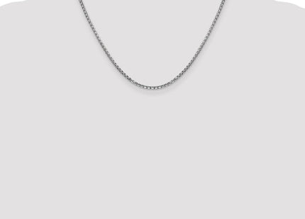 14K White Gold Semi-Solid Round Box with Lobster Clasp Chain (Style BC162-18)