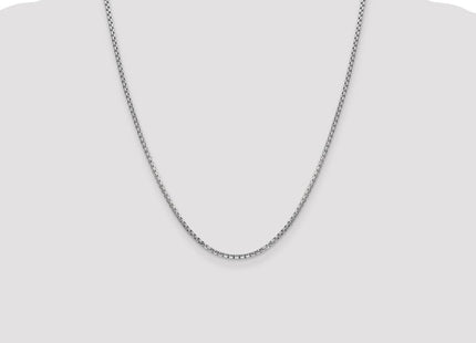 14K White Gold Semi-Solid Round Box with Lobster Clasp Chain (Style BC162-22)