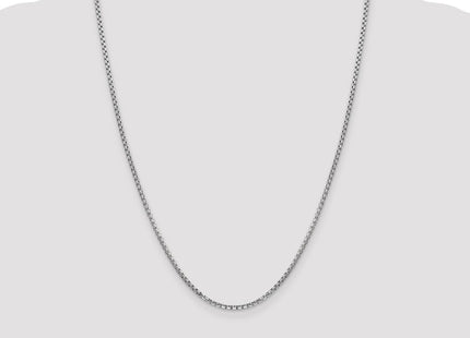 14K White Gold Semi-Solid Round Box with Lobster Clasp Chain (Style BC162-24)