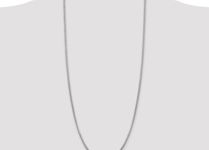 14K White Gold Semi-Solid Round Box with Lobster Clasp Chain (Style BC162-30)