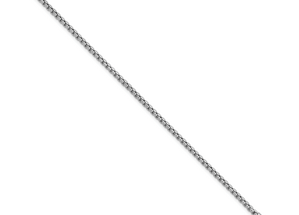14K White Gold Semi-Solid Round Box with Lobster Clasp Bracelet, 7 x 2.45mm