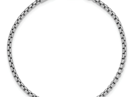 14K White Gold Semi-Solid Round Box with Lobster Clasp Bracelet, 7 x 2.45mm