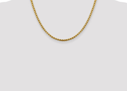 14K Semi-Solid Round Box with Lobster Clasp Chain (Style BC163-18)