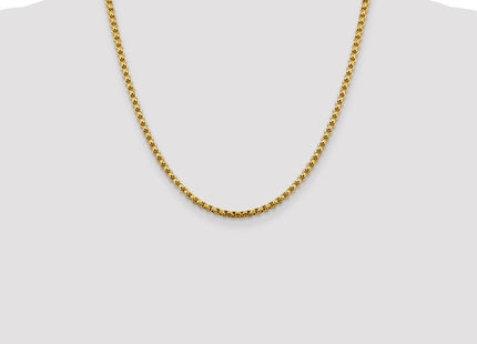 14K Semi-Solid Round Box with Lobster Clasp Chain (Style BC163-20)